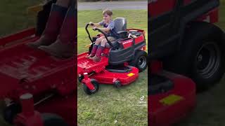 Teaching my son how to drive a zero turn! (No child was harmed during this video) #unschooling