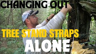 Changing Out Tree Stand Straps Alone |  Ratchet Strap Replacement On Deer Stands