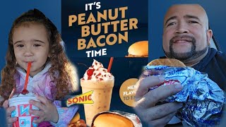 Peanut Butter Bacon Time! Sonic's New Peanut Butter Bacon Cheeseburger and Shake #foodreview #sonic