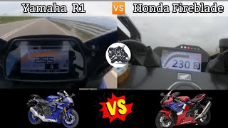 Yamaha R1 🆚 Honda CBR 1000rrr top speed battle #yamaha #honda