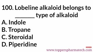 Pharmacognosy MCQ - 8 || #PharmacistExamQuestionPaper | DCO Exam | GPAT Exam | NIPER Exam