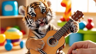 "  Tiny paws, big dreams! 🎸🐯 Watch this little tiger steal the show with its adorable song!”