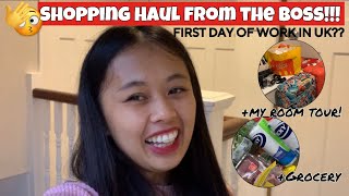 SHOPPING HAUL FROM THE BOSS!!!🇬🇧😱 | First day of Work?? + Room Tour