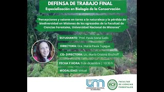 La profesora Paula Gallo defenderá su trabajo final de la Especialización en Biología de la Conserva