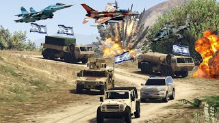 Israeli Secret Weapons Supply Convoy Badly Destroyed by Irani Jets, Drones & Helicopters - GTA V