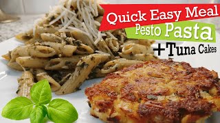 Pesto Pasta Recipe with Tuna Fish Cakes for Healthy Eating