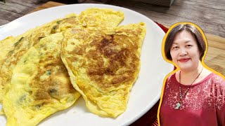 Long Beans And Prawns Omelette 长豆虾煎蛋