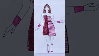 Satisfying glitter dress painting || #shorts #art