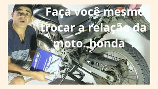 Faça você mesmo como trocar relação. Moto Honda.