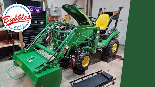 Easy Oil Change John Deere 1025R (Without Removing any Tires) Engine - Transmission - Front Axle