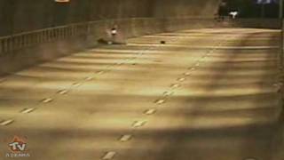 Brazillian motorcycle crash tunnel TV