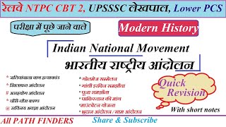 Indian National Movement | भारतीय राष्ट्रीय आंदोलन| Modern History |RRB NTPC Level5 |UPSSSC Lekhpal