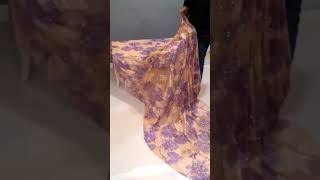 designer saree in peach and violet colour sarees @trendingonline353 peach and violet color designer