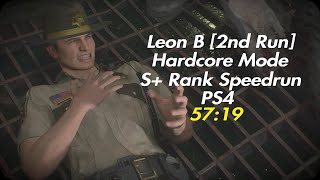 Resident Evil 2 Remake: Leon B Hardcore Mode PS4 Speedrun in 57:19 IGT