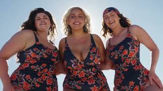 Stunning size inclusive swimwear with built in bust support and sneaky tummy control