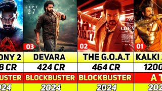 Top 50 SOUTH INDIA Highest GROSSING  Movies 2024 | The Greatest of All Time, Devara, Demonte Colony2