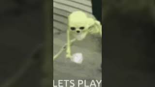 This skeleton is alive dancing and saying "let's play"