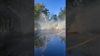 Jumping Snowmobile Into POND!