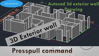 3D Exterior Wall Drawing with Presspull Command  AutoCAD 3D-02 অটোক্যাড থ্রিডি