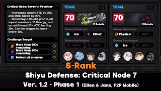 Shiyu Defense 1.2: Critical Node 7 [S-Rank] | Ellen M0 & Jane M0S1 F2P | Zenless Zone Zero 1.2