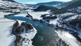 Dji Mavic 3 & Rc Pro 4,3 Kilometer Over River Winter 1 Mars 2023 Norway