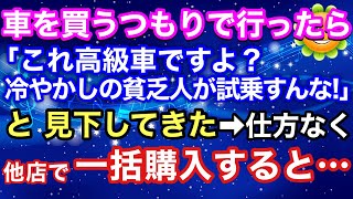 【スカッと】車を買うつもりで行ったら、カーディーラー担当営業マン「これ高級車ですよ？冷やかし貧乏客が試乗すんな！」と見下してきた→仕方なく他店で一括購入すると   【スカッとハレバレ】