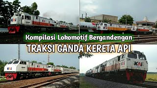 2 LOKOMOTIF BERGANDENGAN | Kompilasi Traksi Ganda Kereta Api