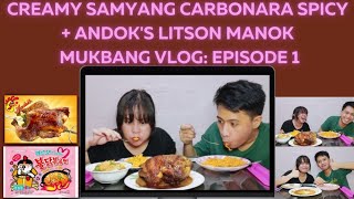 Samyang Carbonara + Andok's Litson Manok | Mukbang by Issa Maria Vlogs