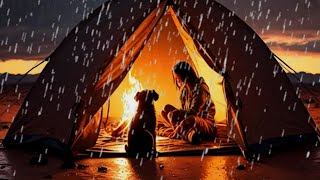 Night In Tent Girl and Dog Weather the Storm Together | Your Ultimate Sleep