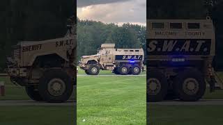 Macomb County Sheriff’s S.W.A.T. team MRAP leaving the national night out.