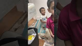 13 month old baby garbage the diaper by himself  || following commend #shorts