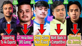 Cr7 Horaa Praised To DRS | Ansh Supporting To 4k Esports | DRS Drop Class For PMGC? |Sk49 Want Compi