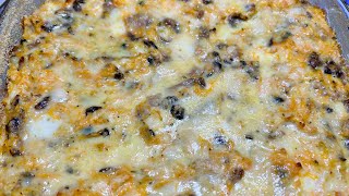 Pasticcio di zucca con salsicce e funghi