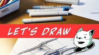 Grab your Markers & Paper. Let's Draw a Cowboy Bebop inspired Spaceship! and follow along.