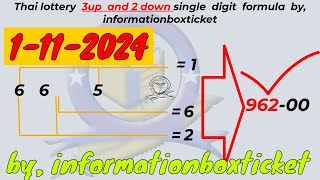 Thai lottery  3up  and 2 down single  digit  formula  by, informationboxticket 1-11-2024.