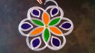 panguni madham beautiful vilakku flower  kolam #trendingrangoli/colorrangoli/gokulramya kolangal