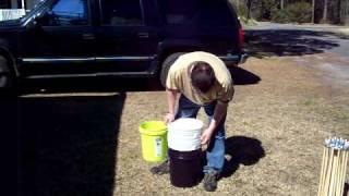 Non-Electric laundry: Bucket press and drying rack