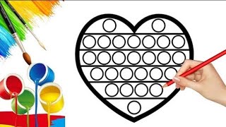 Rainbow Heart Pop It Drawing, Step by step Drawing for Kids | How to Draw Easy Heart Pop It