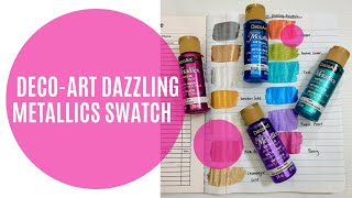 DecoArt Dazzling Metallics Swatch Test and Chat | Adult Colouring