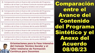 Comparación entre el Avance del Contenido del Programa Sintético y el Anexo del Acuerdo 08/08/23