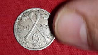 6 pence coin of southern rhodesia of Britain ruler George 6th of 1952