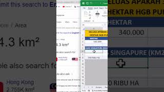 MENGHITUNG 340 RIBU HEKTAR DIBANDING LUAS SINGAPURA DI EXCEL #shorts #excel #exceltips