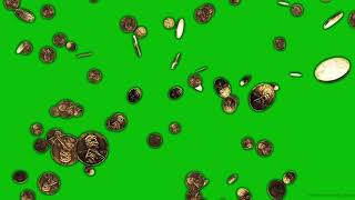 Falling Coins Dollars Money Free Background Animation footage Green screen Motion Graphic Video VFX