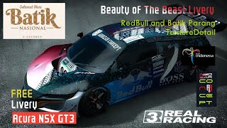 Free Skin Acura NSX GT3-BATIK PARANG ‼️#ProudIndonesia | Real Racing 3