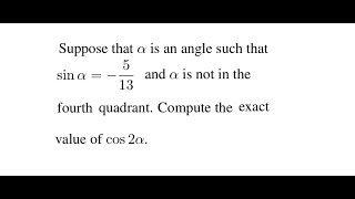 Exercise with Double Angle Formula for Cosine