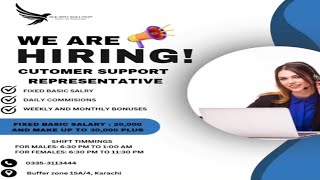 Hiring Customer Support Representative in ACE BPO SOLUTION Buffer Zone Khi- Basic Salary 20k to 30k