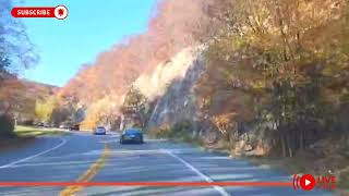 Driving through Bear Mountain in an autumn in NY