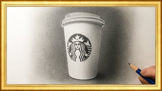 Drawing Starbucks☕️ paper cup pencil sketch