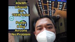 LAKAS!  Kaya 8 AIRCONS  Valle Verde 16kW 40kWH Lifepo4 Batt 16kW deye hybrid Solar PV Part 2