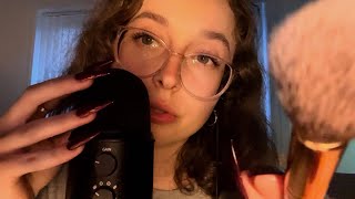 ASMR face brushing, mouth sounds and bare mic scratching